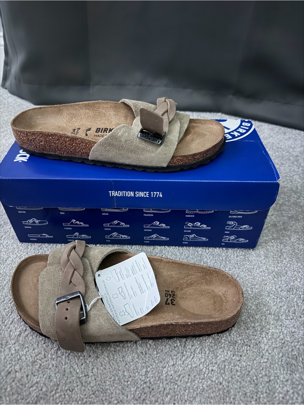 Birkenstock oita Taupe Suede Braided Strap Sandal TW